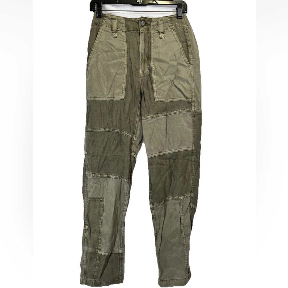 American Eagle Women’s Sz 2S Patchwork Olive Green Pants Pockets High Waist